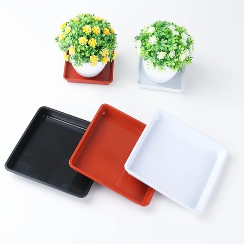 Flower pot square plastic - pot, tray