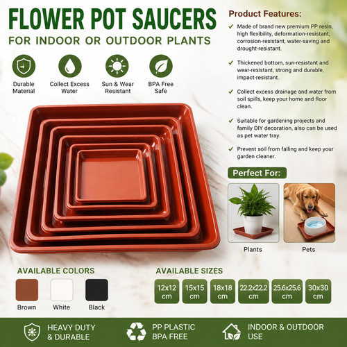 Flower pot square plastic - square,