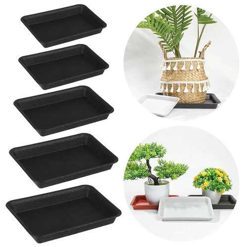 Square black plastic plant - black,