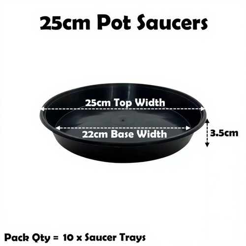 25cm plant pot saucer black - 25cm,