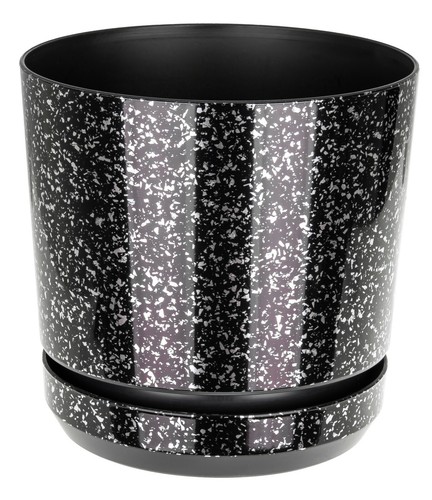 Plastic black marble plant - black,