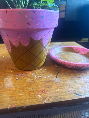 Hand painted terracotta - painted, &